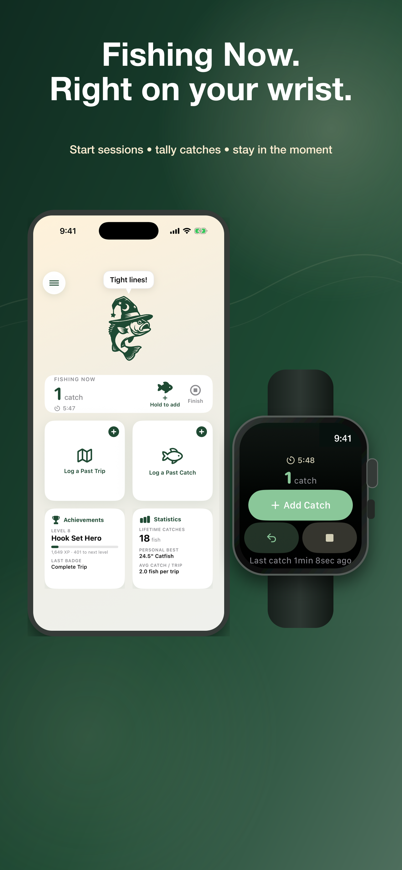 Fishing Now on iPhone and Apple Watch