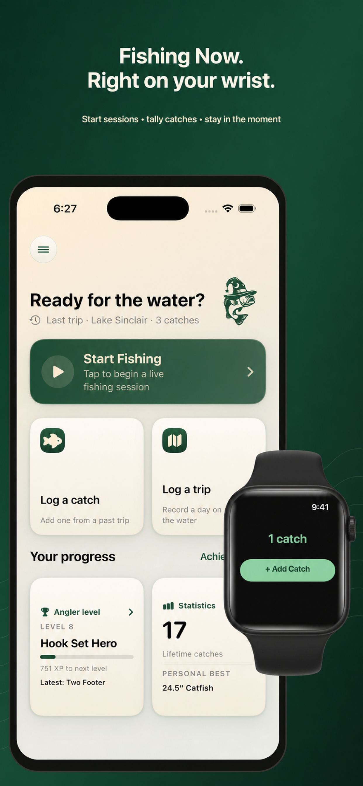 Fishing Now on iPhone and Apple Watch